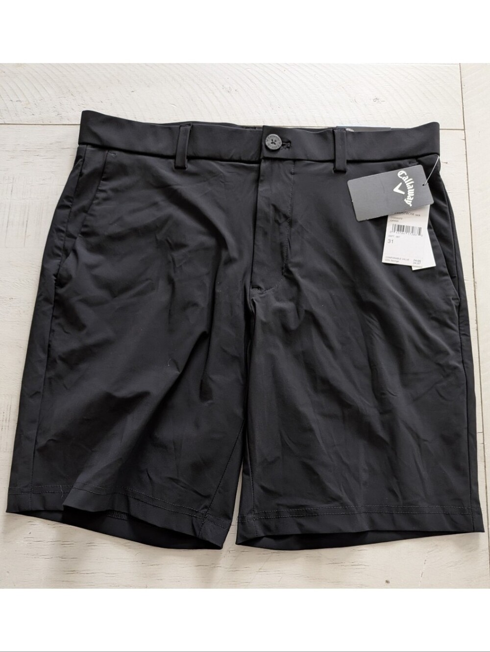 Callaway NWT Opti-Dri Golf Shorts Black Stretch UPF 50 9 Inch Inseam Men's 31